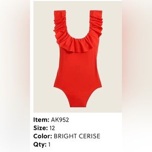 NTW Jcrew Women’s Ruffle scoopback one-piece swimsuit; perfect condition